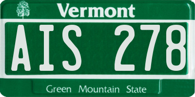 VT license plate AIS278