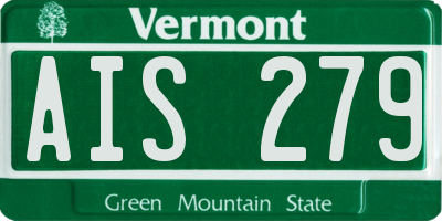 VT license plate AIS279