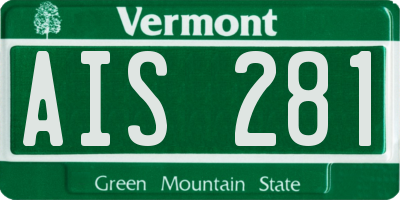 VT license plate AIS281