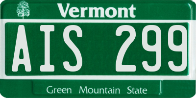VT license plate AIS299