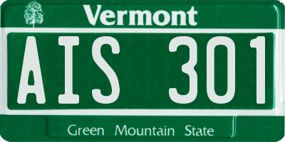 VT license plate AIS301