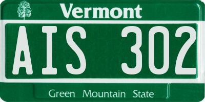 VT license plate AIS302