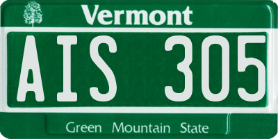 VT license plate AIS305