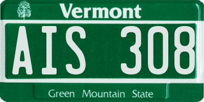VT license plate AIS308