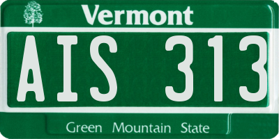 VT license plate AIS313