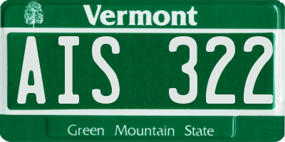 VT license plate AIS322