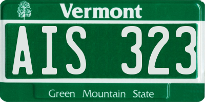 VT license plate AIS323