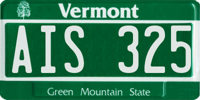 VT license plate AIS325