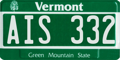 VT license plate AIS332