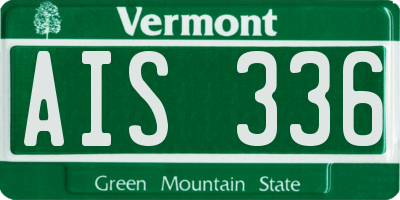 VT license plate AIS336