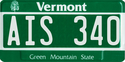 VT license plate AIS340