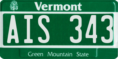 VT license plate AIS343