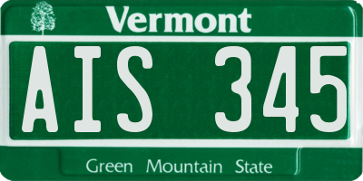 VT license plate AIS345