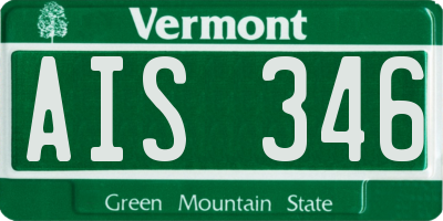 VT license plate AIS346