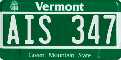 VT license plate AIS347