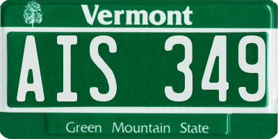 VT license plate AIS349