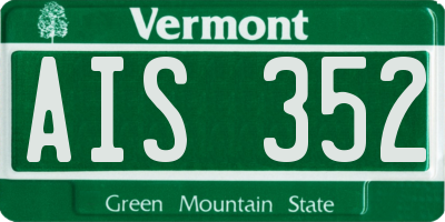 VT license plate AIS352