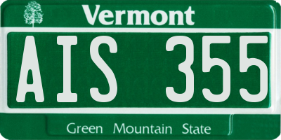 VT license plate AIS355