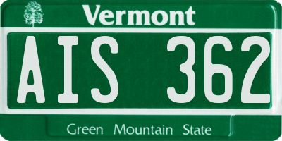 VT license plate AIS362