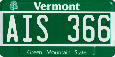 VT license plate AIS366