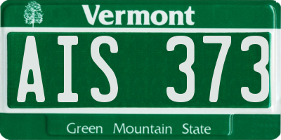 VT license plate AIS373