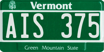 VT license plate AIS375