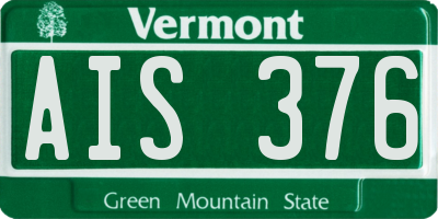 VT license plate AIS376