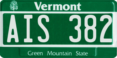 VT license plate AIS382