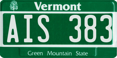 VT license plate AIS383
