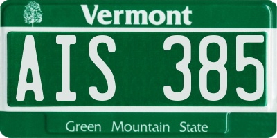 VT license plate AIS385