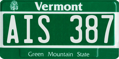 VT license plate AIS387