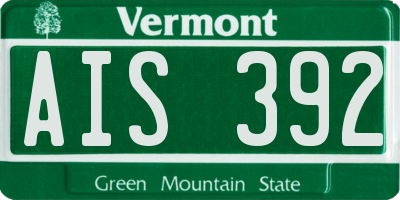 VT license plate AIS392