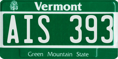 VT license plate AIS393