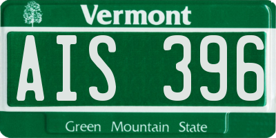 VT license plate AIS396