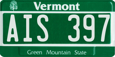 VT license plate AIS397