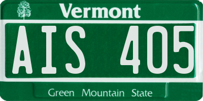 VT license plate AIS405