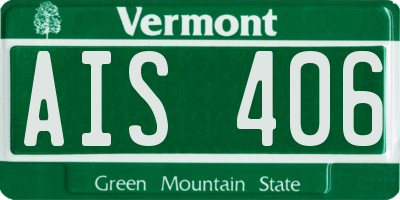 VT license plate AIS406