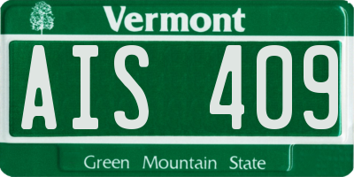 VT license plate AIS409