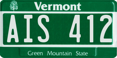 VT license plate AIS412