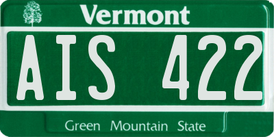 VT license plate AIS422