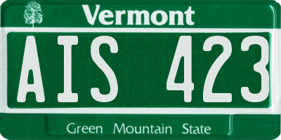 VT license plate AIS423