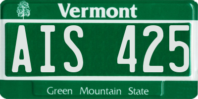 VT license plate AIS425