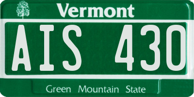 VT license plate AIS430