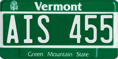 VT license plate AIS455