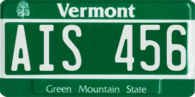 VT license plate AIS456