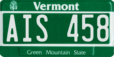 VT license plate AIS458