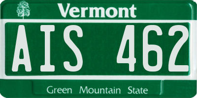 VT license plate AIS462