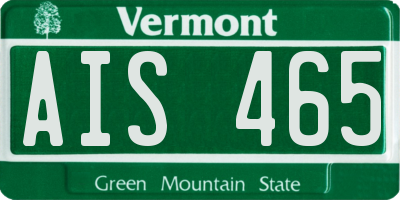 VT license plate AIS465