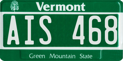 VT license plate AIS468