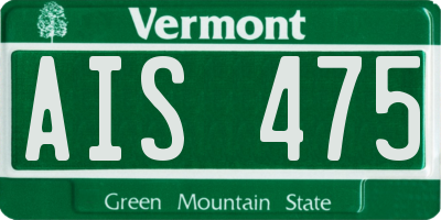 VT license plate AIS475
